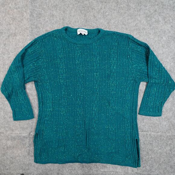 Vintage Diane von Furstenberg Sweater Womens M/L Color Authority Green Metallic - Picture 1 of 8